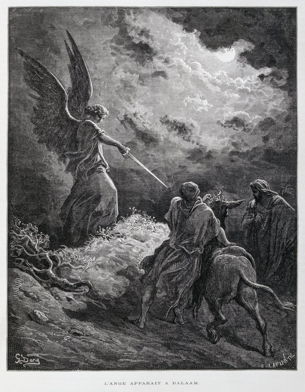 Un angelo incontrò Balaam con una spada, Illustrazione dalla Bibbia di Doré da Gustave Dore