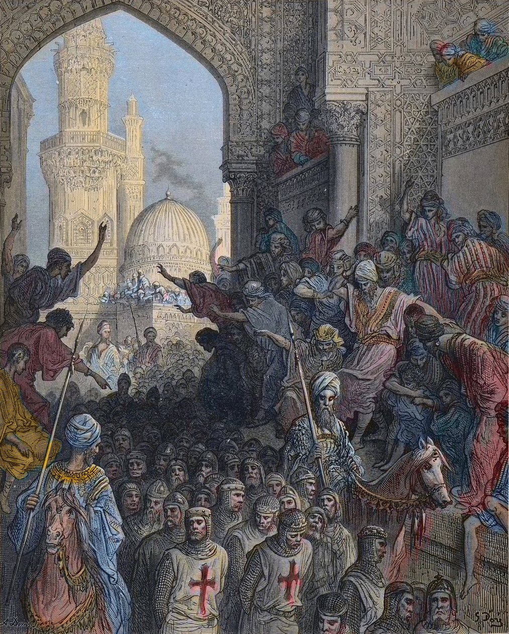 Arrivo al Cairo dei prigionieri di Minieh - Settima Crociata 1248-1254, guidata da San Luigi - Dopo la sconfitta di Mansurah (Battaglia di Mansourah) l