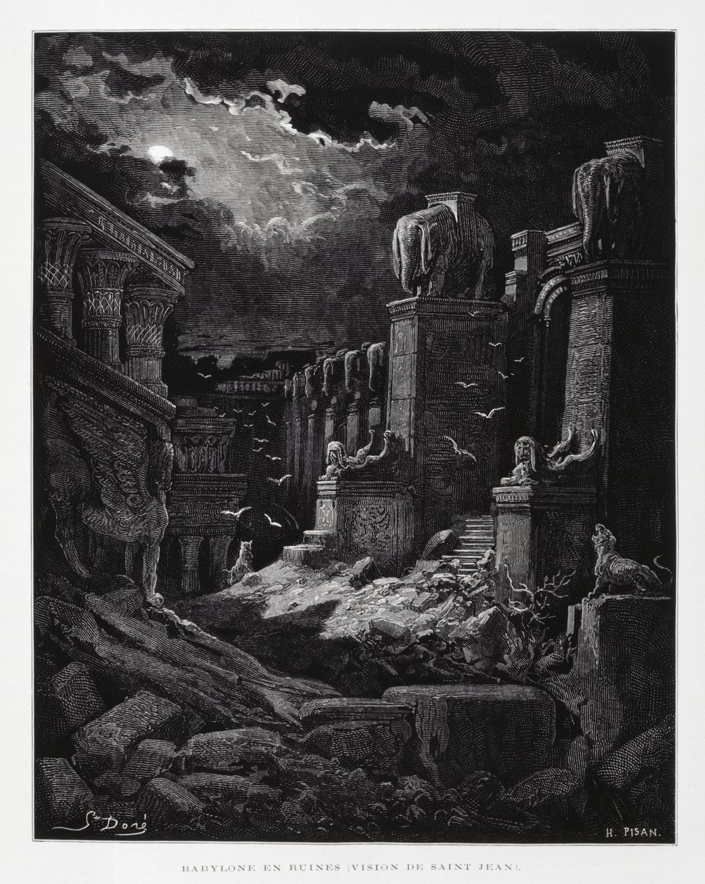 Babilonia in rovina (visione di Giovanni Battista), Illustrazione dalla Bibbia di Doré da Gustave Dore