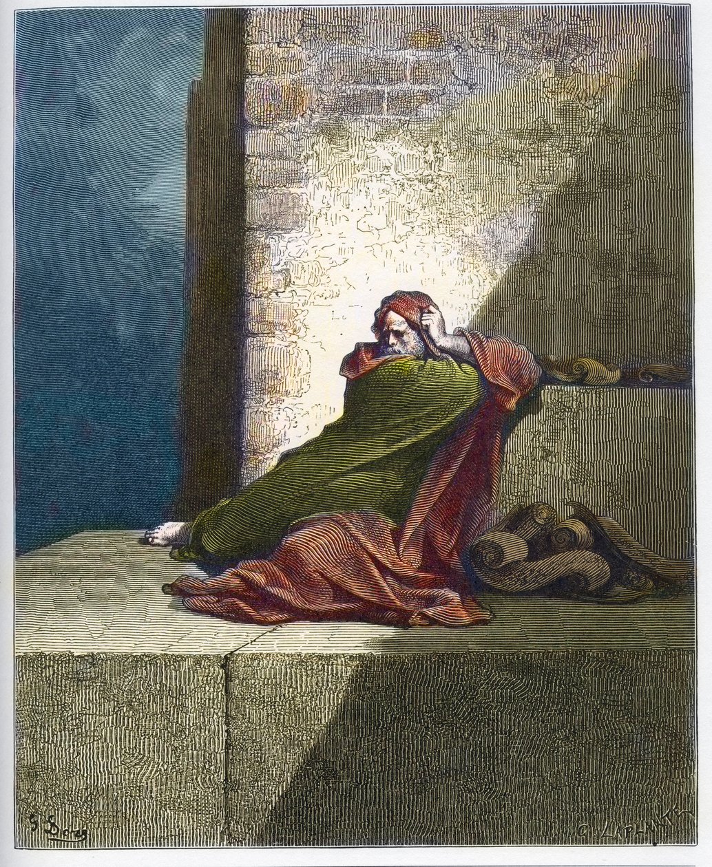 Baruch - Baruch ben Neria - Incisione da "La Bibbia di Doré" di Gustave Doré (1832-1883) da Gustave Dore