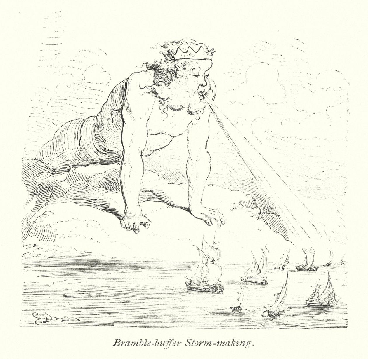 Buffer Bramble Storm Making (incisione) da Gustave Dore