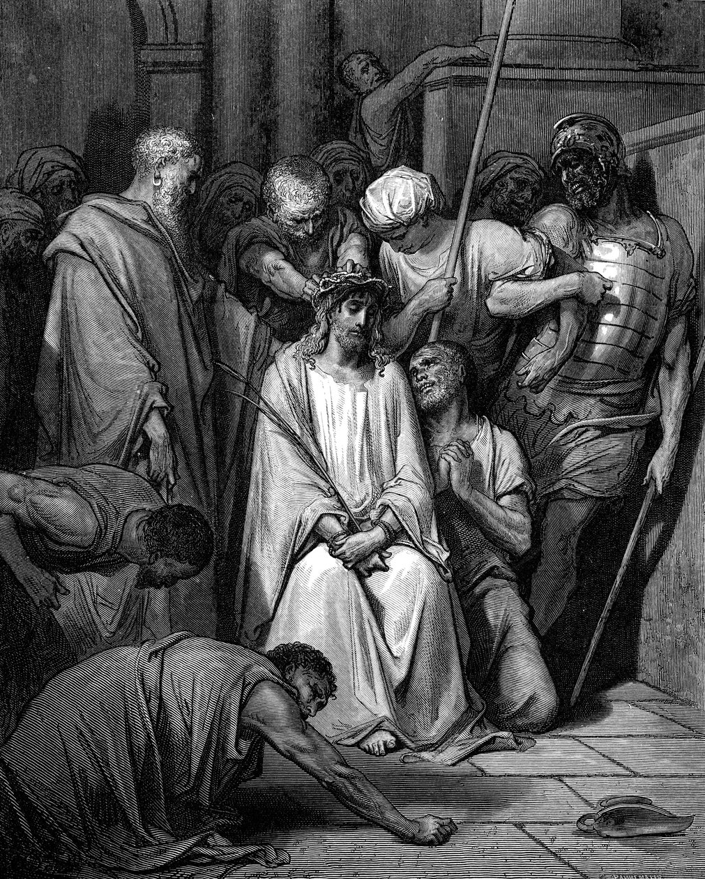 Cristo deriso e la corona di spine posta sulla sua testa da Gustave Dore
