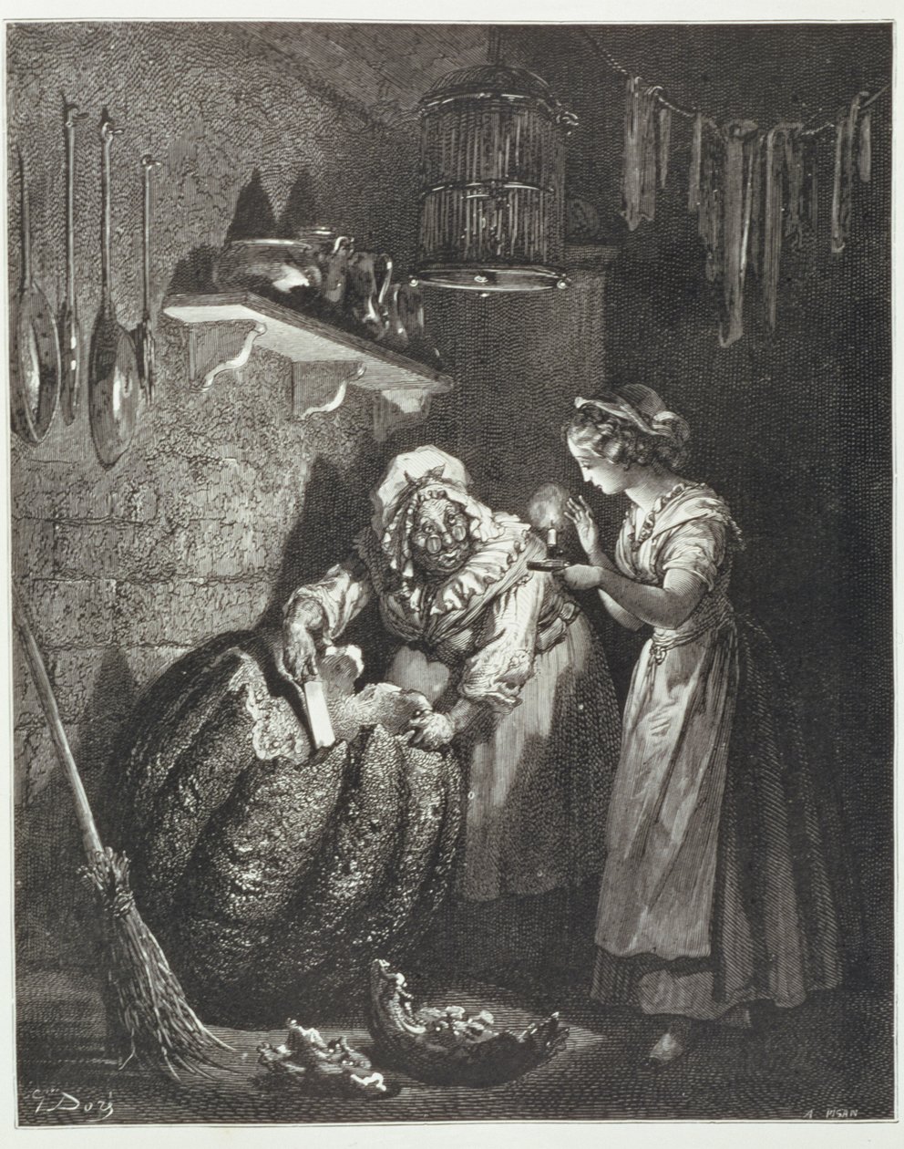 La Fata Madrina di Cenerentola e la Zucca, inciso da Heliodore Joseph Pisan (1822-90) c.1868 da Gustave Dore