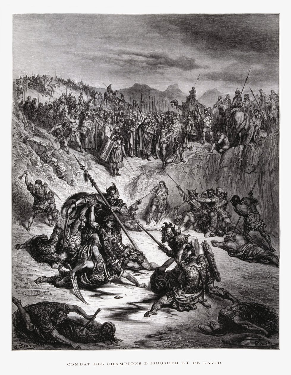 Soldati combattenti di Is-Boset e Davide, Illustrazione dalla Bibbia di Doré da Gustave Dore