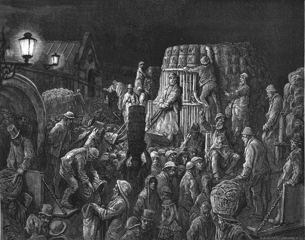 Mercato di Covent Garden - Prima mattina, 1872 da Gustave Dore