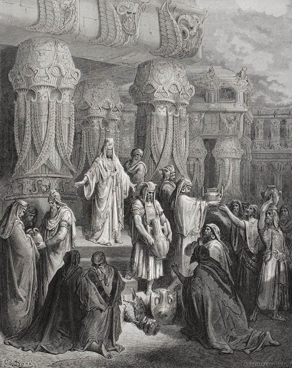 Ciro che restituisce i vasi del tempio, illustrazione da 