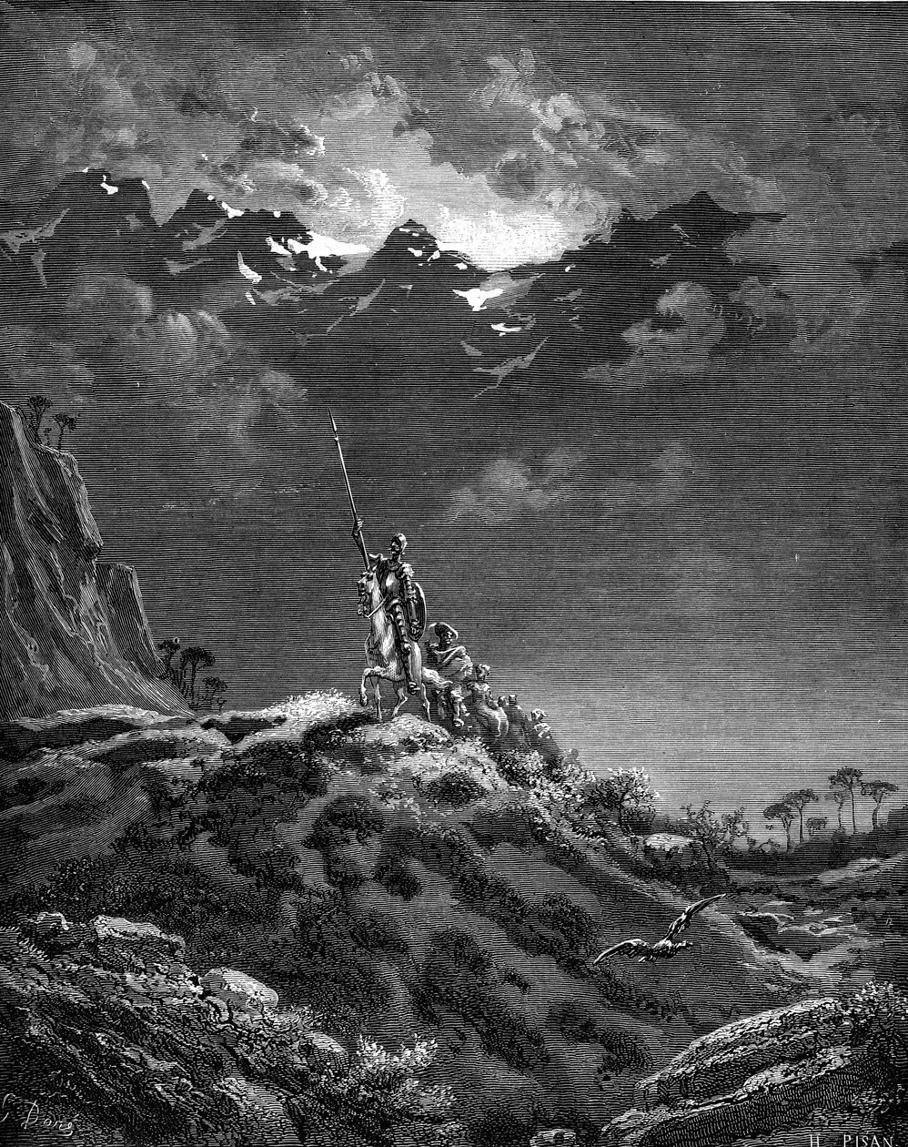 Don Chisciotte in avventura. Incisione di Gustave Doré che illustra l