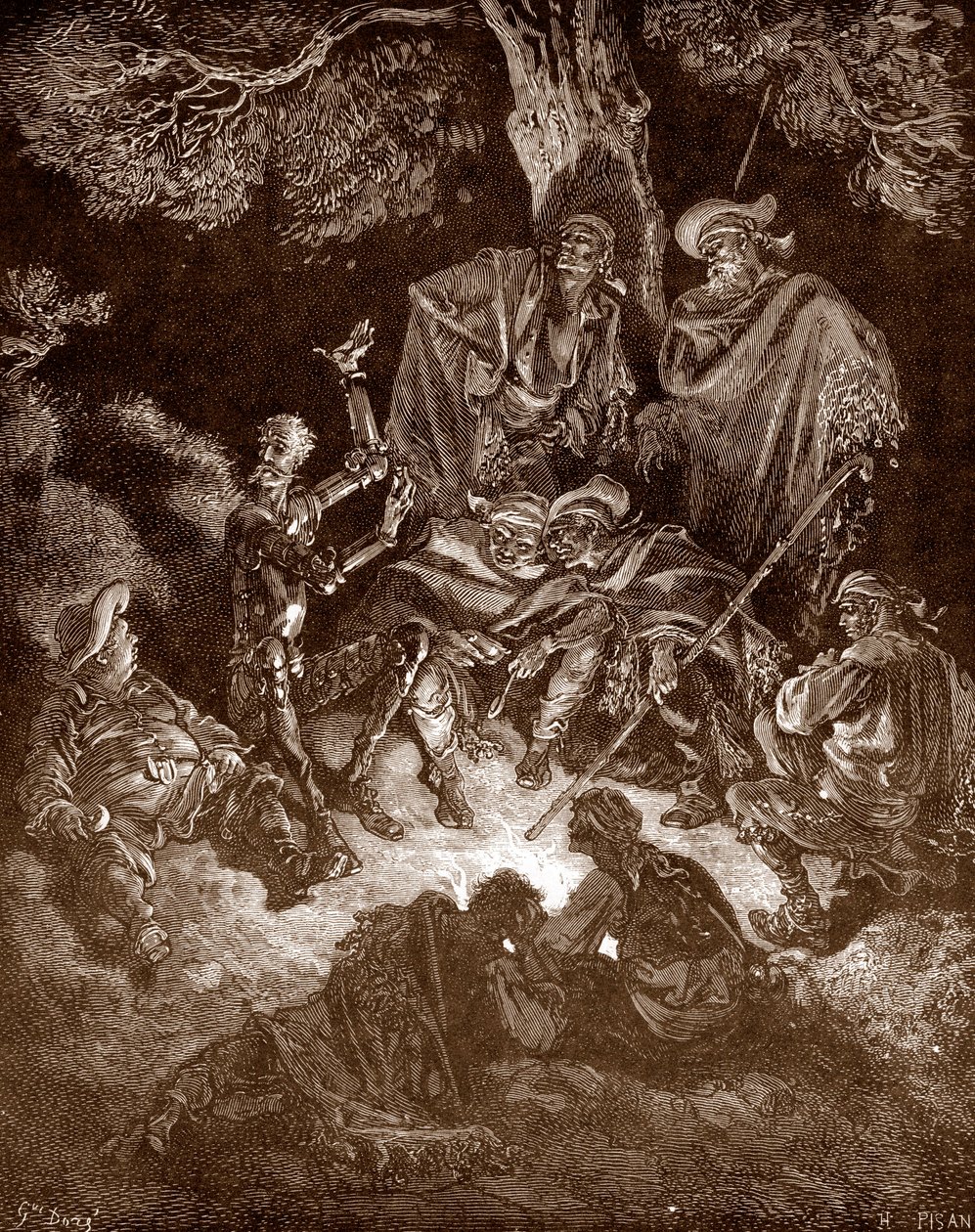 Don Chisciotte e Sancho Panza con i caprai (incisione di Gustave Doré per 