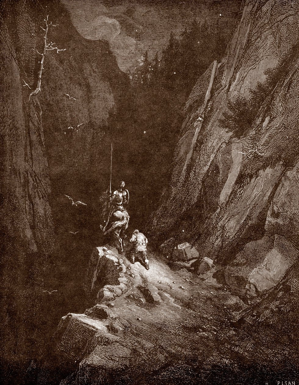 Don Chisciotte e Sancho Panza nel cuore della Sierra Morena Incisione di Gustave Doré (1832-1883) per 