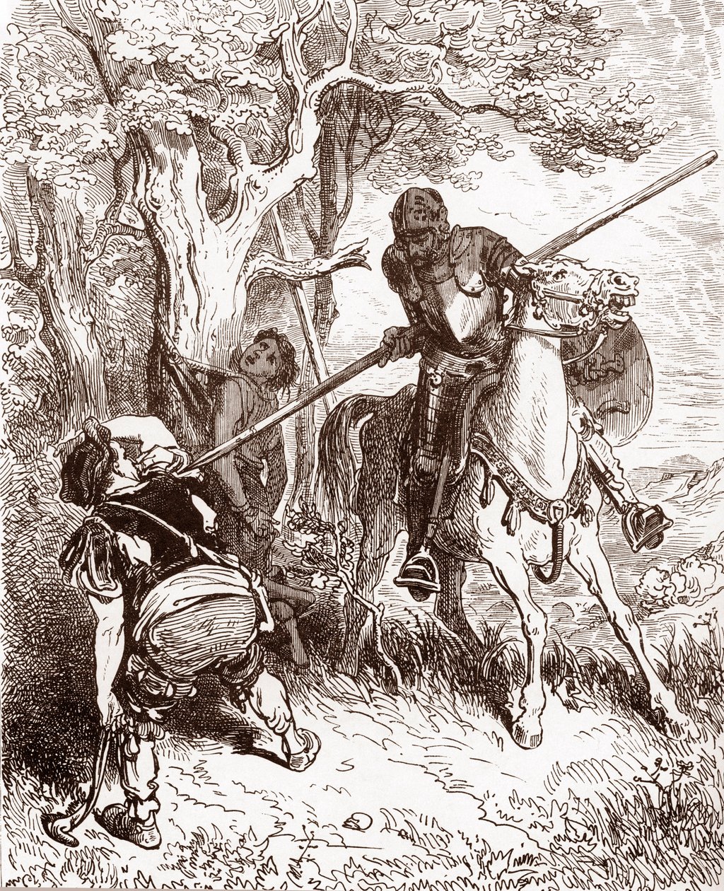 Don Chisciotte minaccia il contadino che stava frustando il pastorello Incisione di Gustave Doré (1832-1883) per 