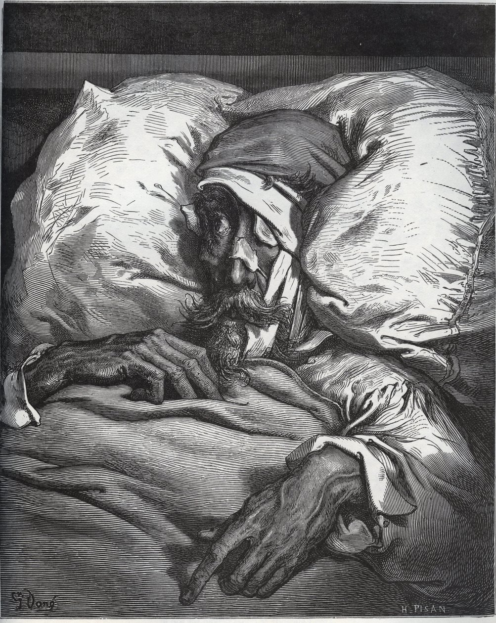 Don Chisciotte ferito - da "Don Chisciotte della Mancia" di Miguel Cervantes (1547-1616) - xilografia su disegno di Gustave Doré da Gustave Dore