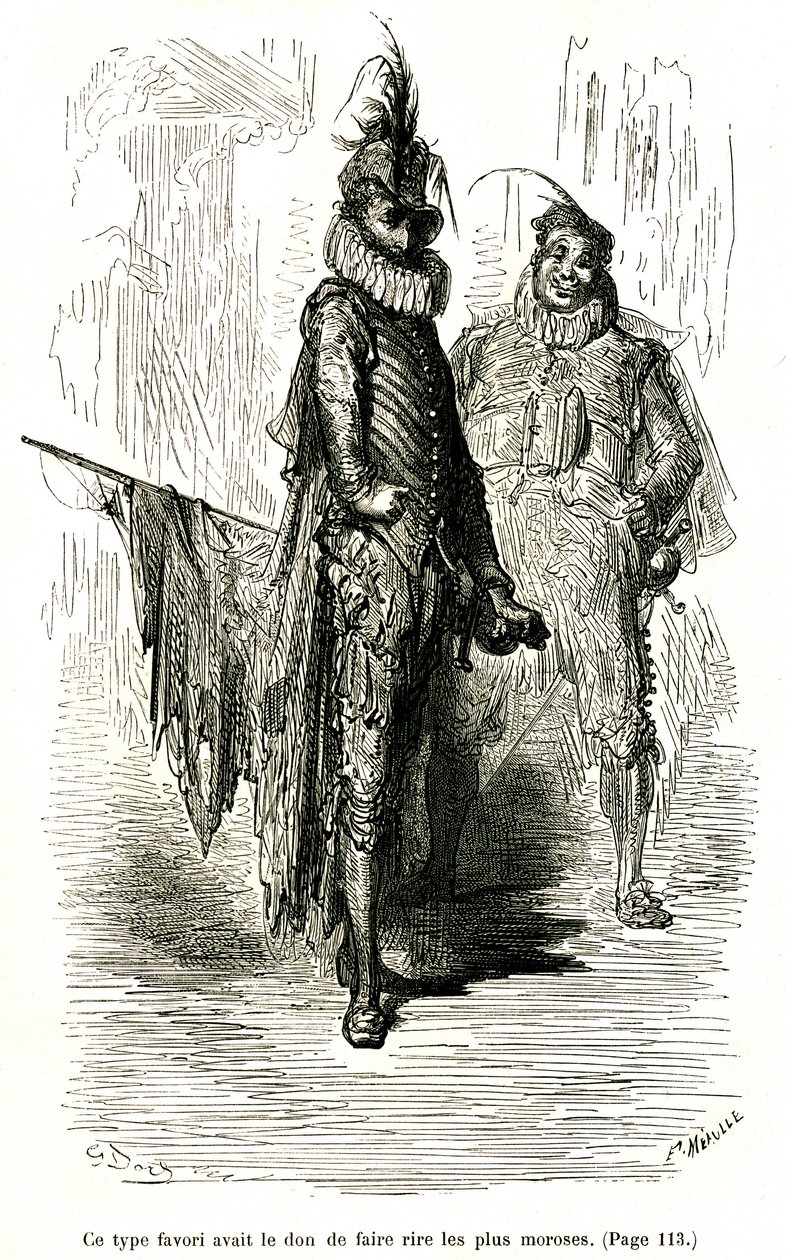 Incisione di Gustave Doré che illustra il romanzo di Théophile Gautier "Il Capitano Fracassa" da Gustave Dore