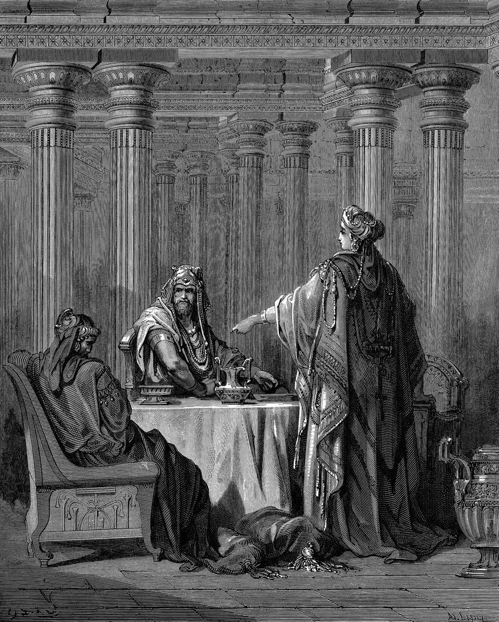 Ester davanti a suo marito il re Assuero Serse I di Persia da Gustave Dore