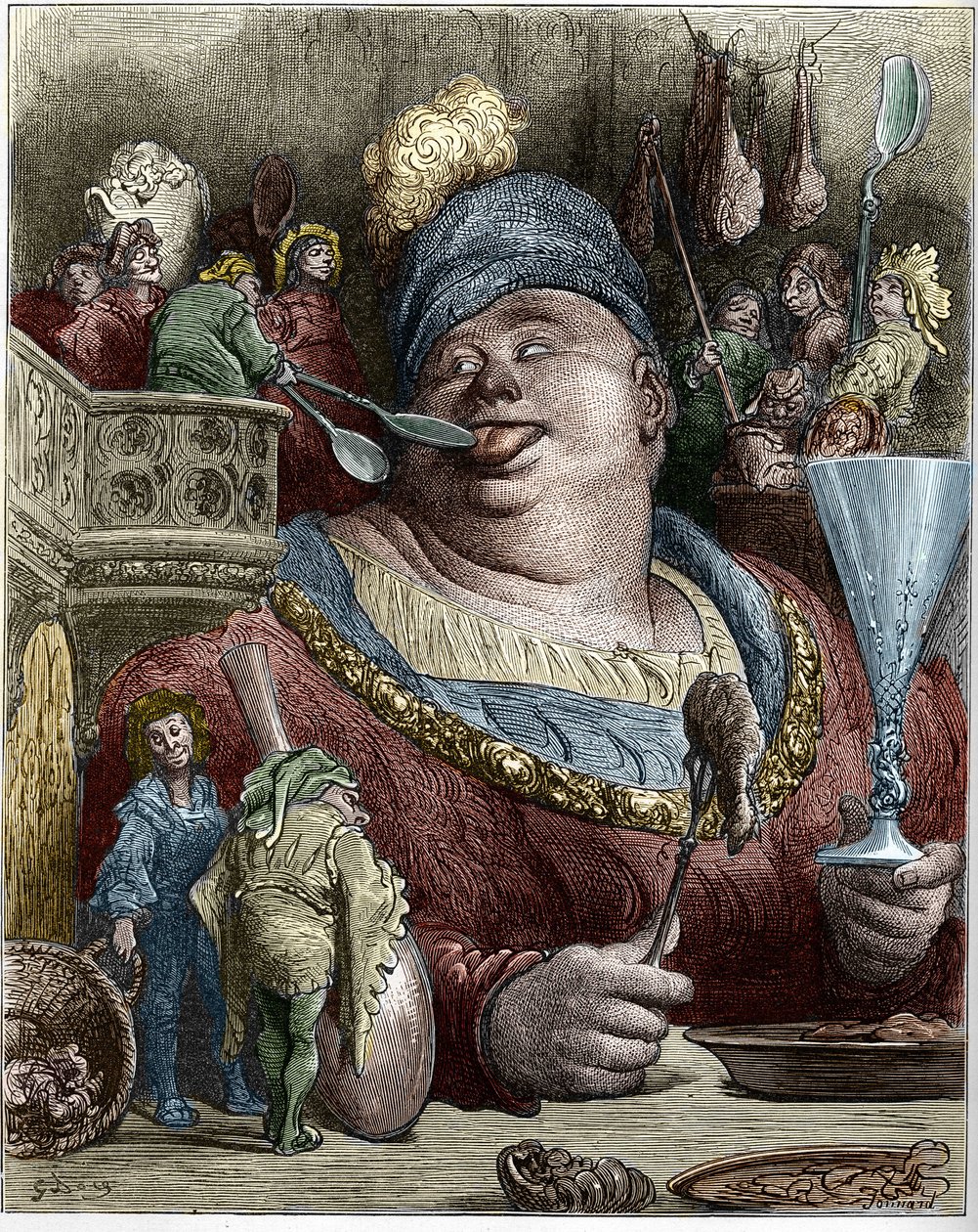 Gargantua, personaggio dei romanzi di François Rabelais (1494-1553), scrittore francese. Illustrazione di Gustave Doré (1832-1883) da Gustave Dore