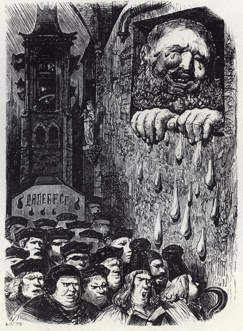 Gargantua in lutto per la morte della moglie - illustrazione da 