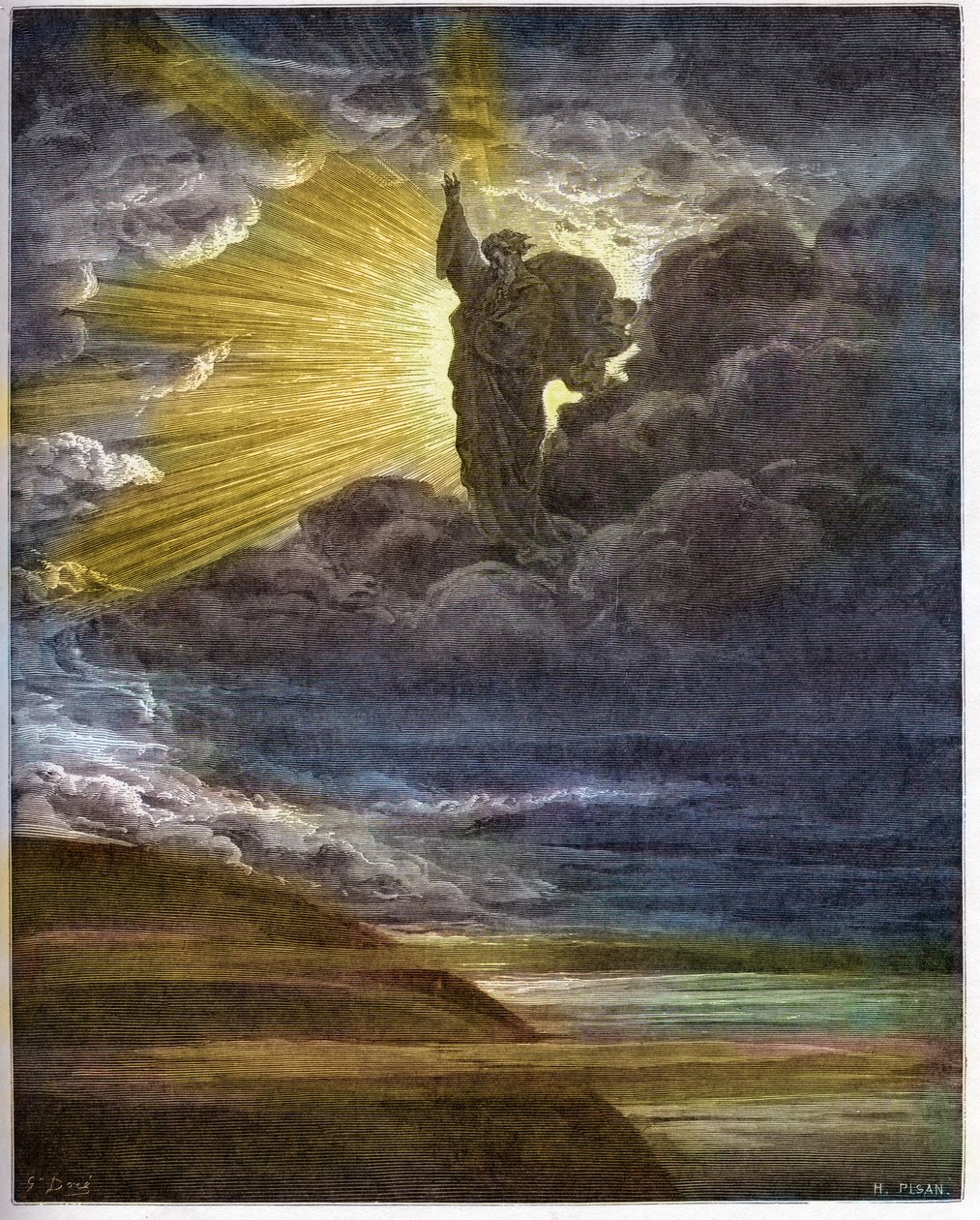 Dio crea la luce - La Creazione della Luce - Antico Testamento (Genesi) - Creazione della luce - incisione in "La Bibbia illustrata" di Gustave Doré (1832-1883) - Incisione da "La Bibbia di Doré" da Gustave Dore