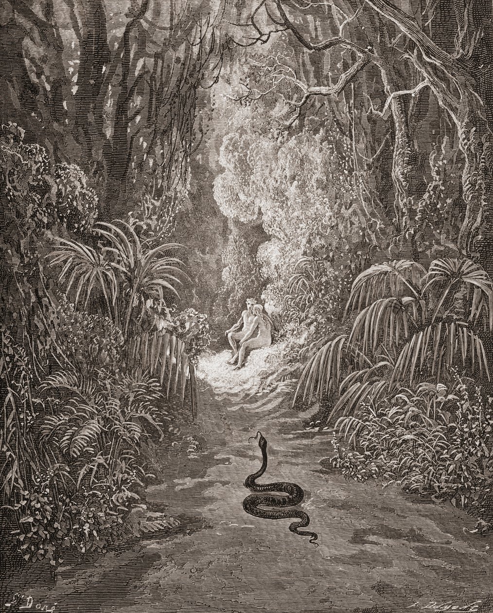 Illustrazione di Gustave Doré per Paradiso Perduto di John Milton Libro IX versi 434 e 435 da Gustave Dore