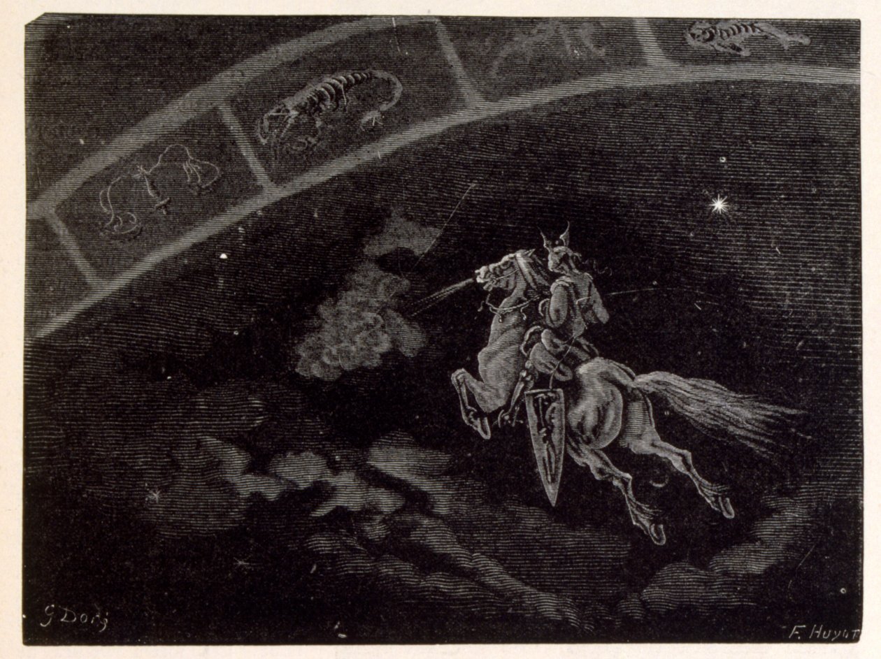 Illustrazione del segno zodiacale Scorpione, da La leggenda di Croque-Mitaine da Gustave Dore