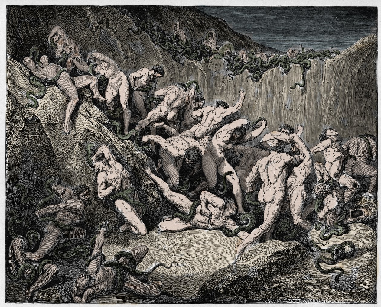 Inferno, Canto 24: I ladri tormentati dai serpenti, illustrazione da "La Divina Commedia" di Dante Alighieri, 1885 da Gustave Dore