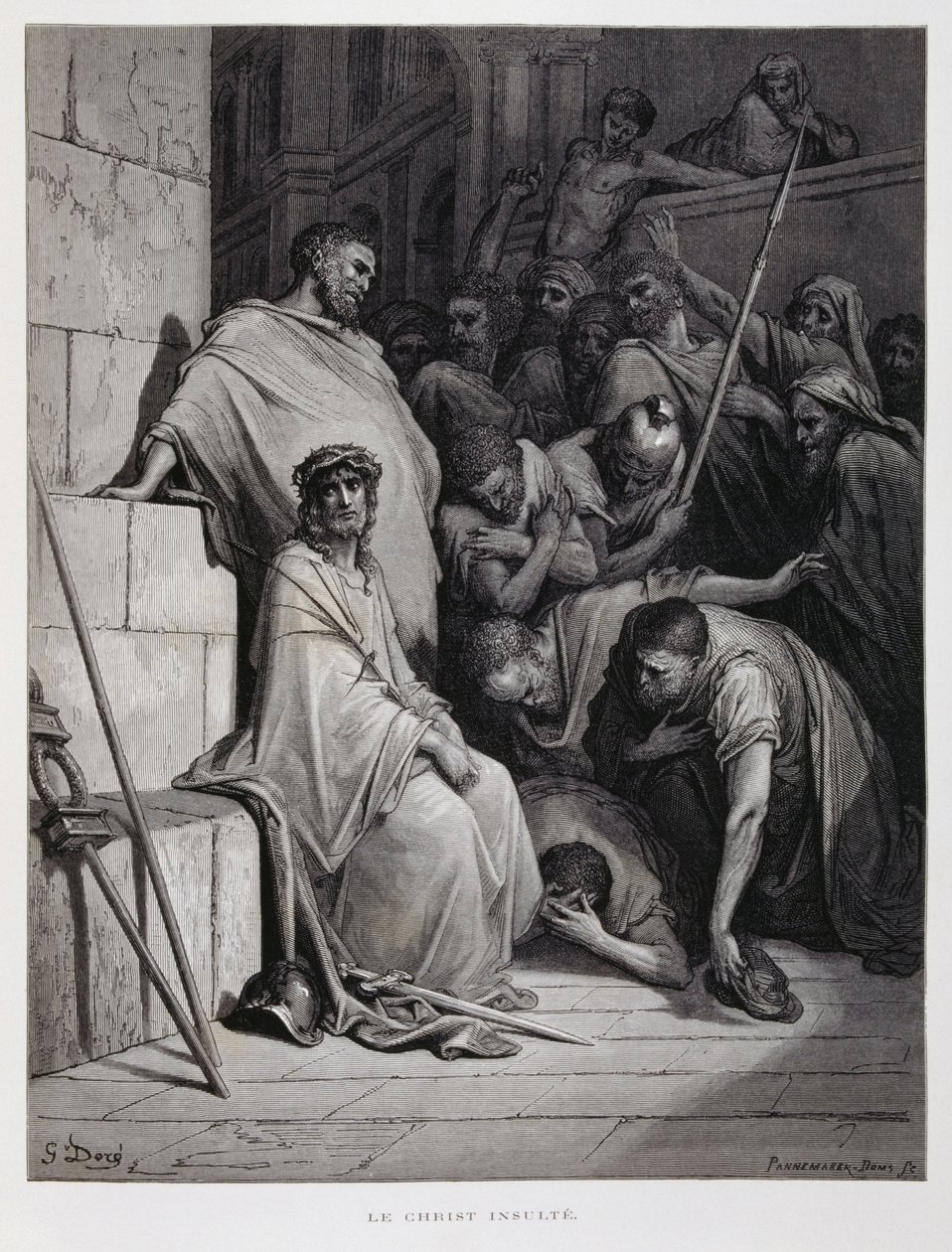 Insulti a Cristo durante il suo processo, Illustrazione dalla Bibbia di Doré da Gustave Dore