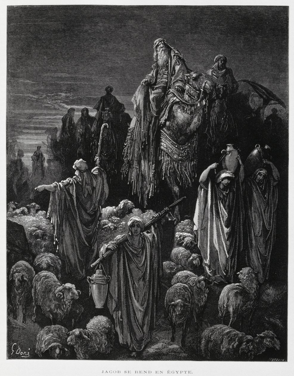 Giacobbe e i suoi figli arrivano in Egitto, Illustrazione dalla Bibbia di Doré da Gustave Dore