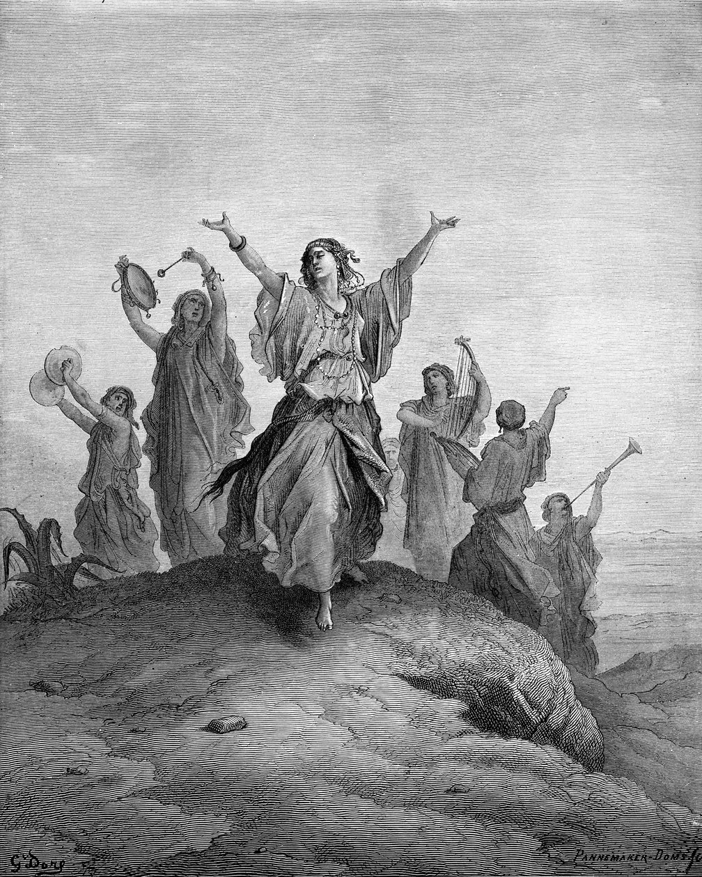 La figlia di Iefte, Iphis, danza verso di lui - Bibbia da Gustave Dore
