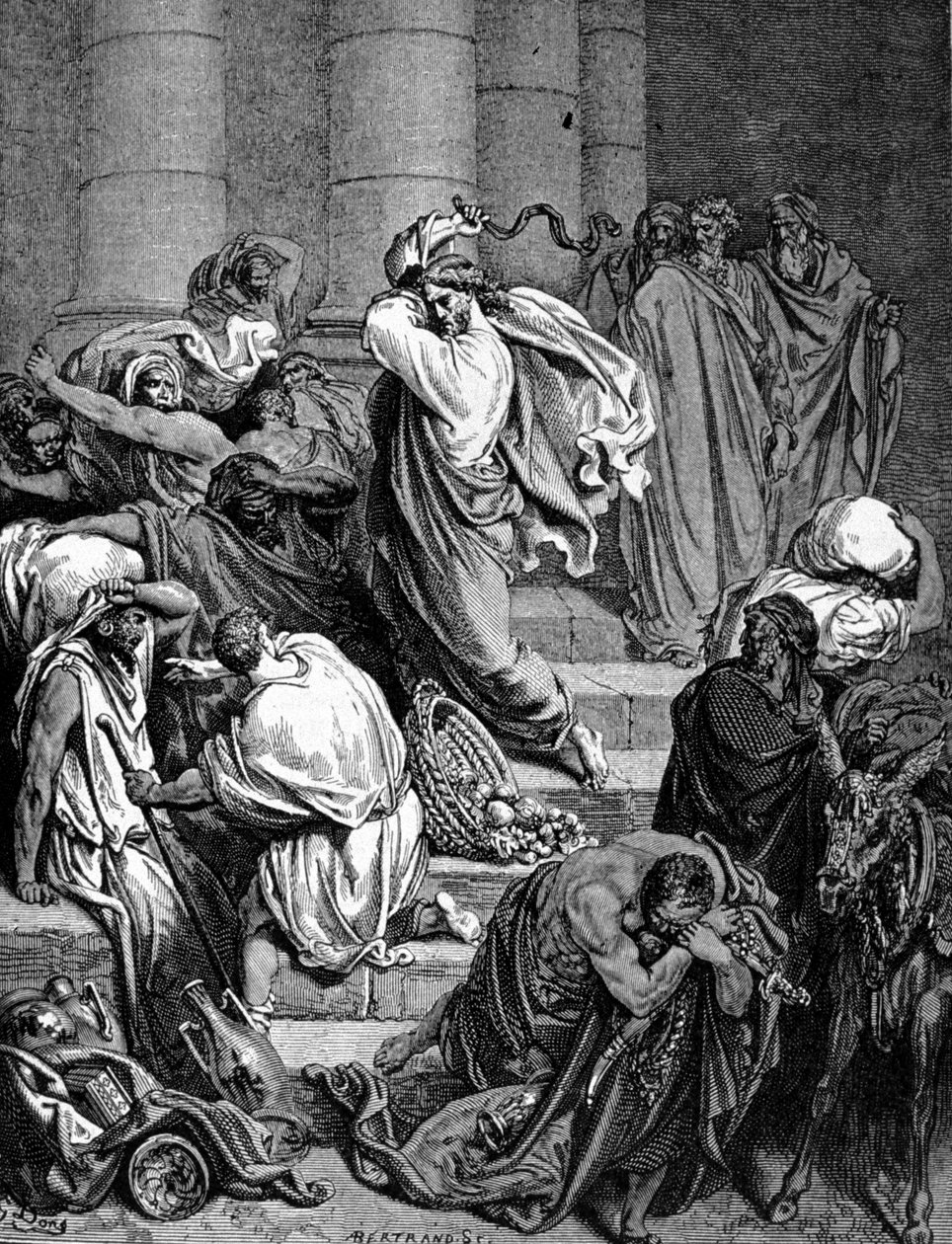 Gesù Cristo scaccia i mercanti dal Tempio. Illustrazione di Gustave Doré da Gustave Dore