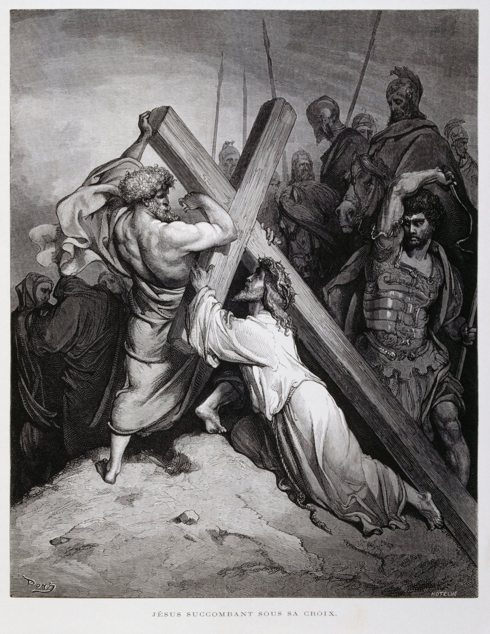 Gesù porta la croce, Illustrazione dalla Bibbia di Doré da Gustave Dore