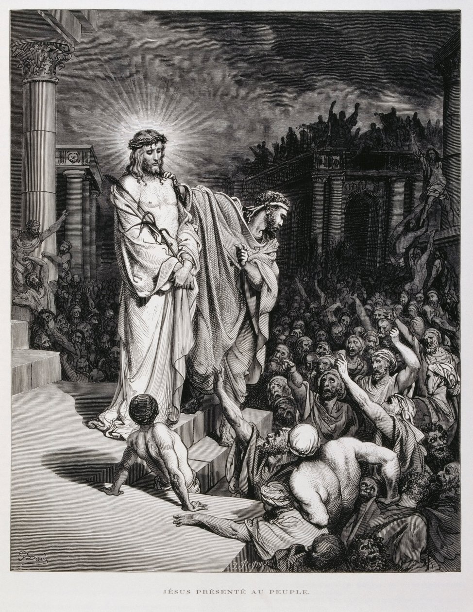 Gesù presentato al popolo durante il suo processo, Illustrazione dalla Bibbia di Doré da Gustave Dore