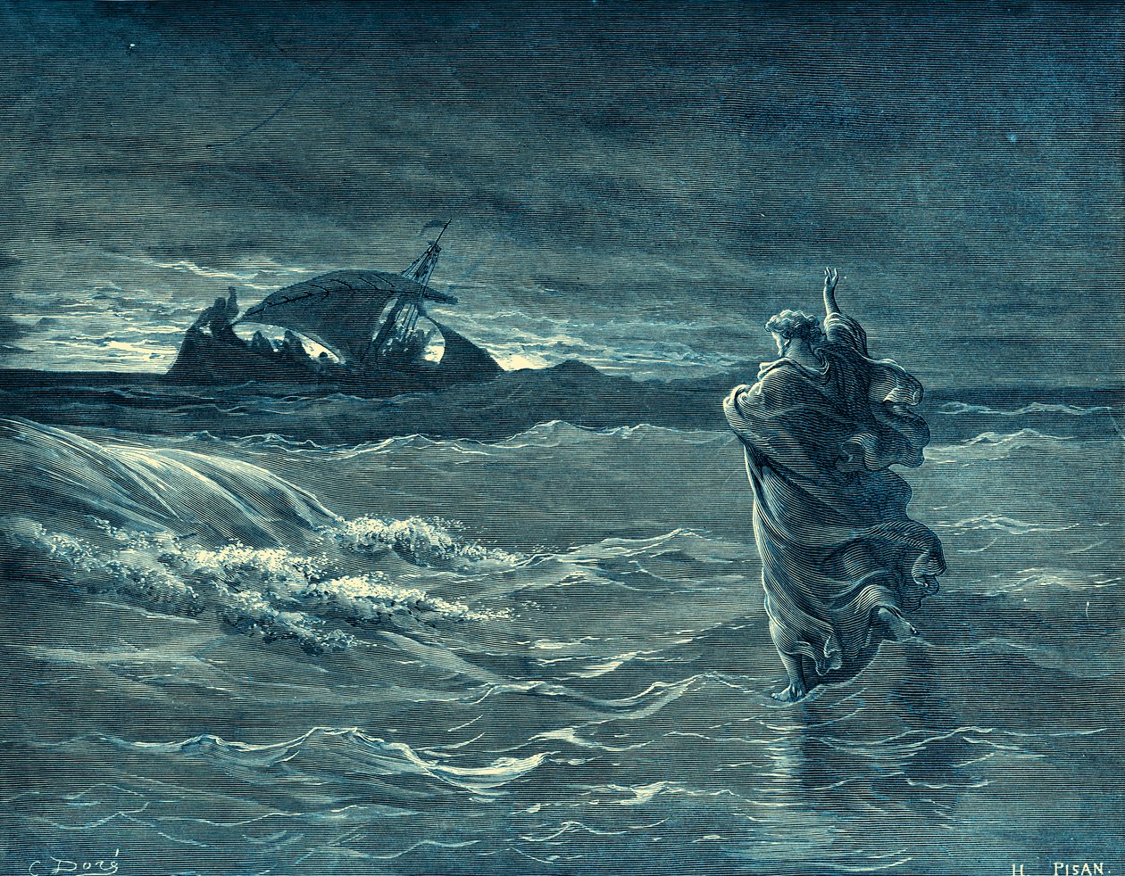 Gesù cammina sul mare - Bibbia da Gustave Dore