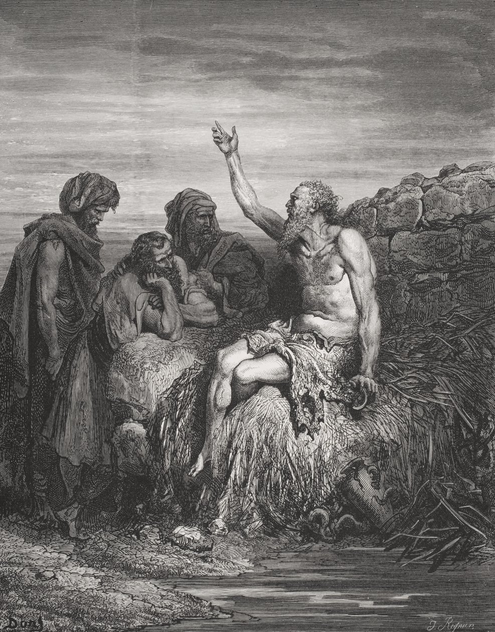 Giobbe e i suoi amici, Giobbe 6:1-4, illustrazione da 