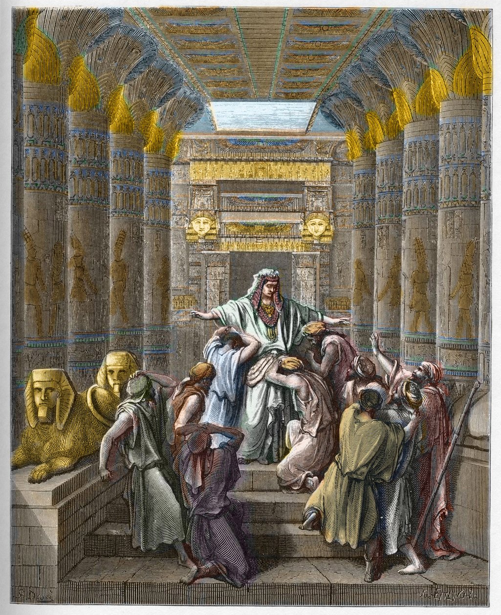 Giuseppe Patriarca di Israele - Giuseppe riconosciuto dai suoi fratelli - incisione in "La Bibbia illustrata" di Gustave Dore - Incisione da "La Bibbia di Dore" da Gustave Dore