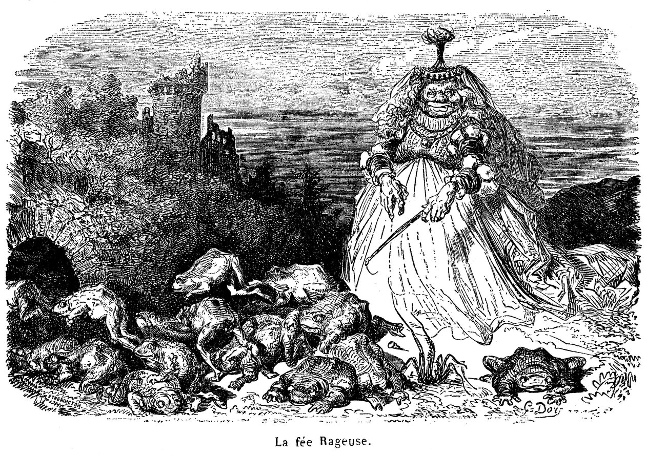 La fata Rageuse e il suo gregge di rospi (incisione di Gustave Doré per illustrare il racconto Pooh, della Contessa di Ségur, dai Nuovi Racconti di Fate, Hachette 1896) da Gustave Dore