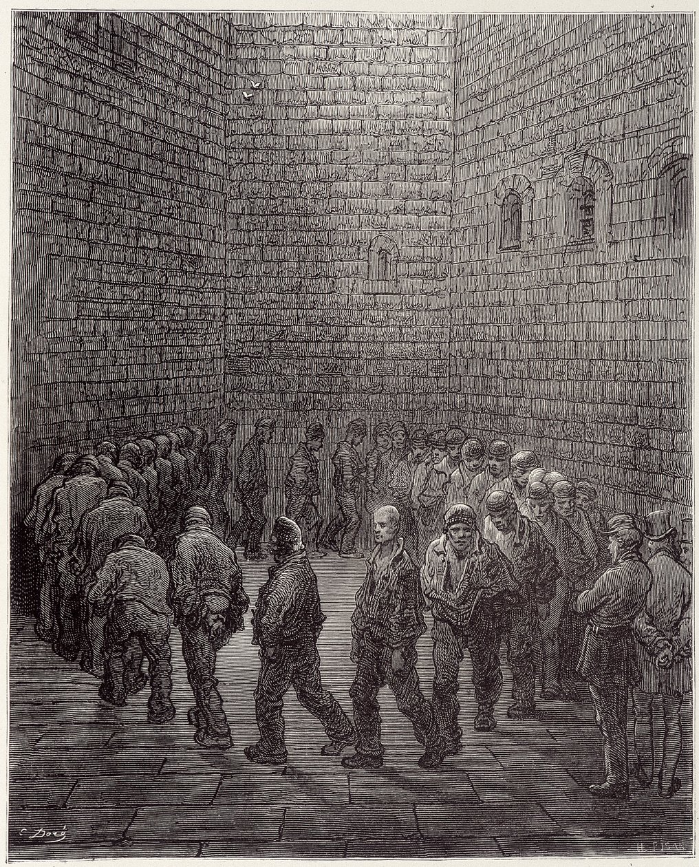 La passeggiata dei detenuti in prigione - in "Londra" di Gustave Doré da Gustave Dore
