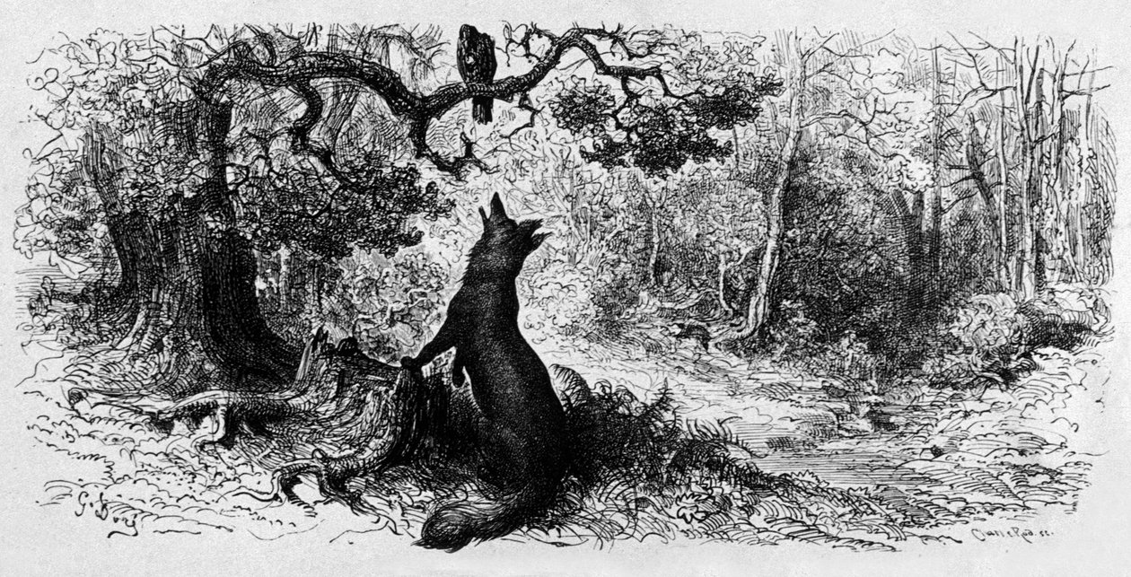 Il corvo e la volpe (incisione) da Gustave Dore
