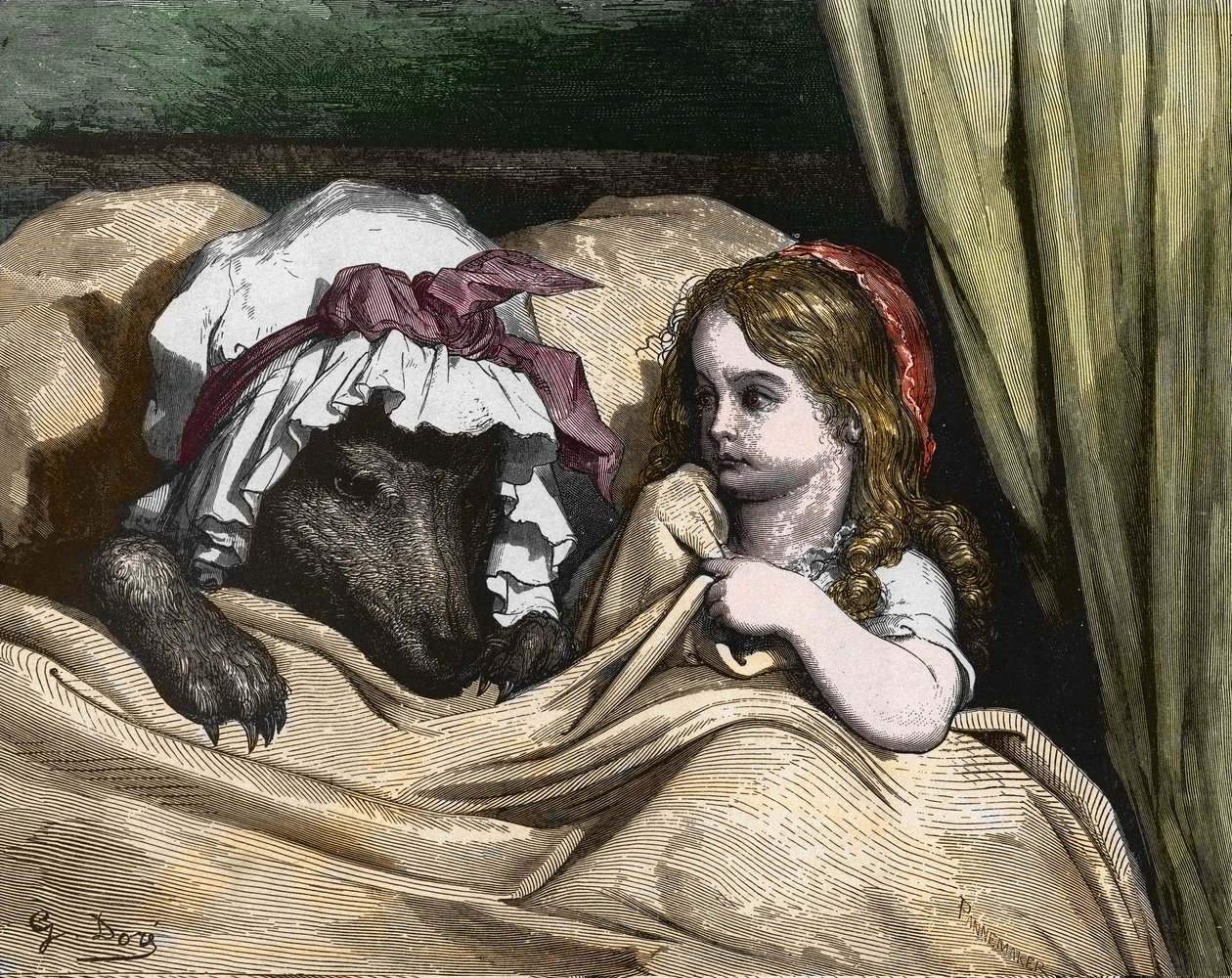 Cappuccetto Rosso e il Lupo non gradiscono la Nonna. Illustrazione di Gustave Doré da Gustave Dore