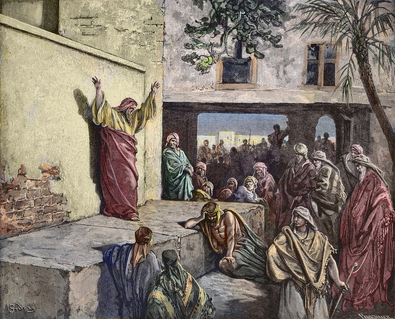 Michea il profeta di Moreset predica agli Israeliti, incisione di Gustave Doré. Incisione da 