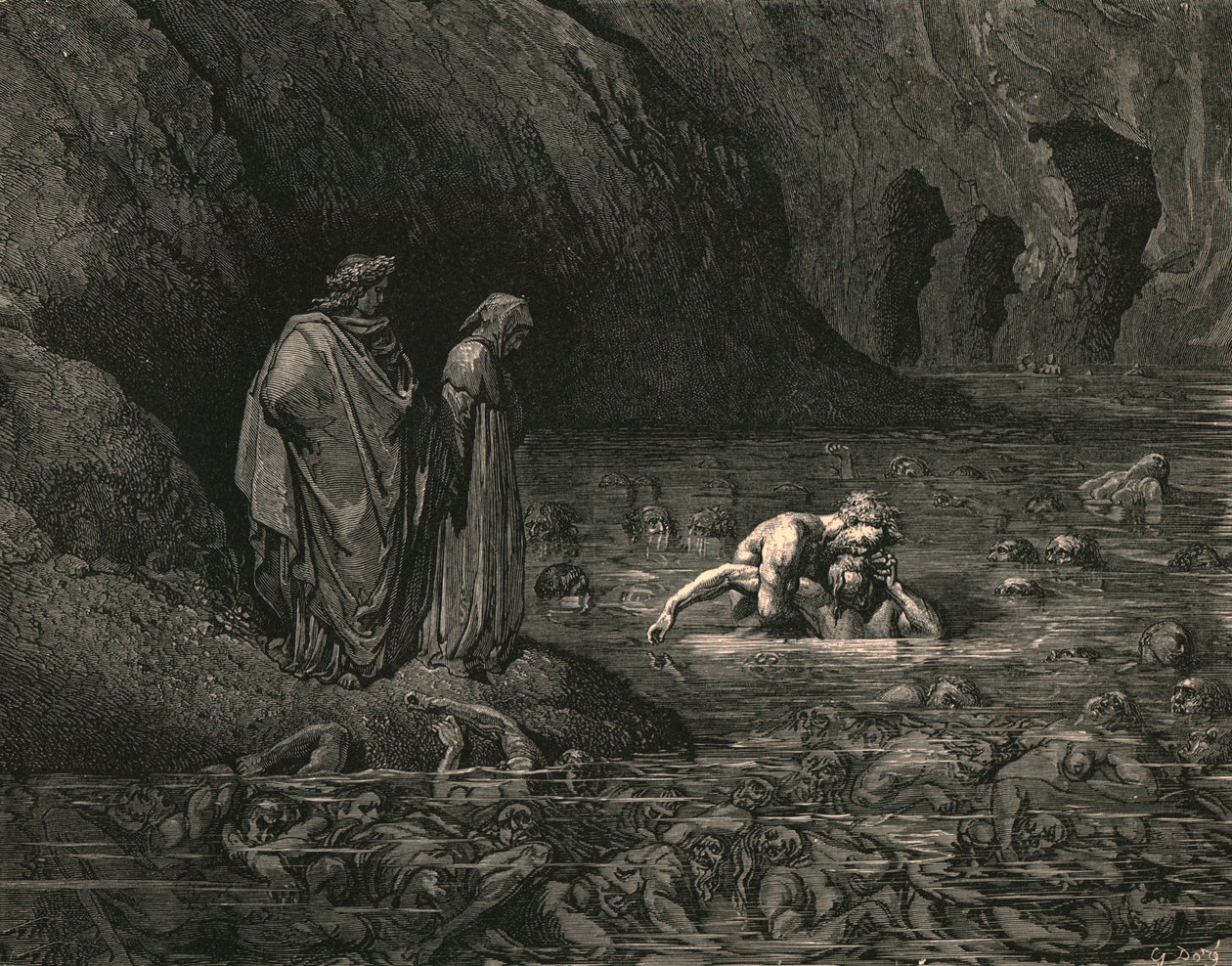 Non più furiosamente sulle tempie di Menalippo Tydeus rosicchiava, c1890 da Gustave Dore