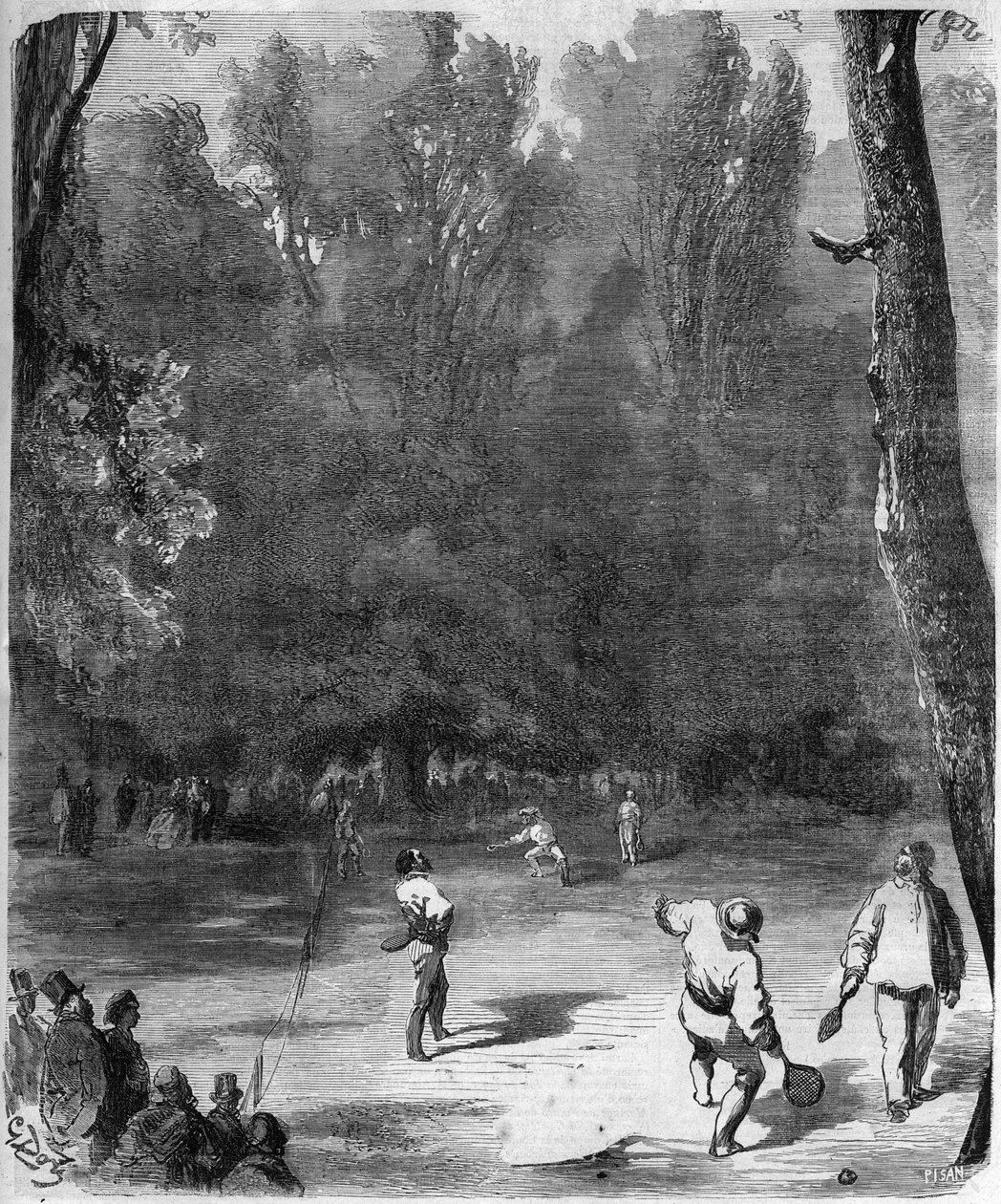 Giocatori di palla ai Giardini del Lussemburgo a Parigi nel 1868 - disegno di Gustave Doré da Gustave Dore