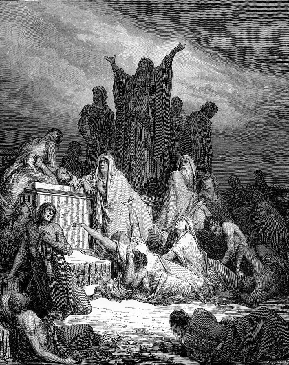 Peste di Gerusalemme, incisione di Doré - Bibbia da Gustave Dore