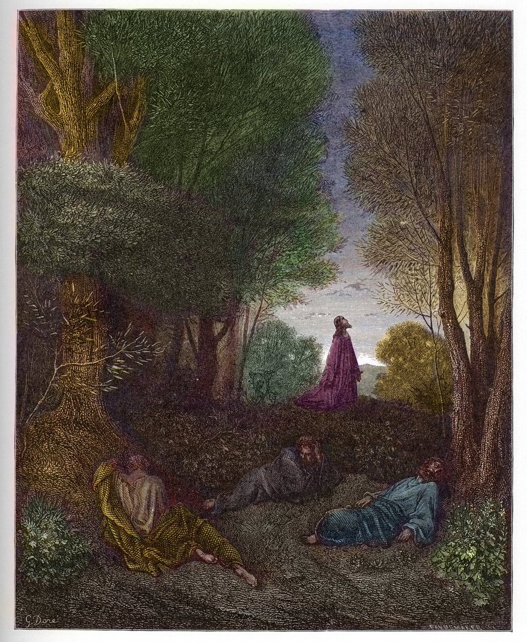 Preghiera di Gesù nel Giardino degli Ulivi - incisione in "La Bibbia illustrata" di Gustave Doré (1832-1883) - Incisione da "La Bibbia di Doré" da Gustave Dore