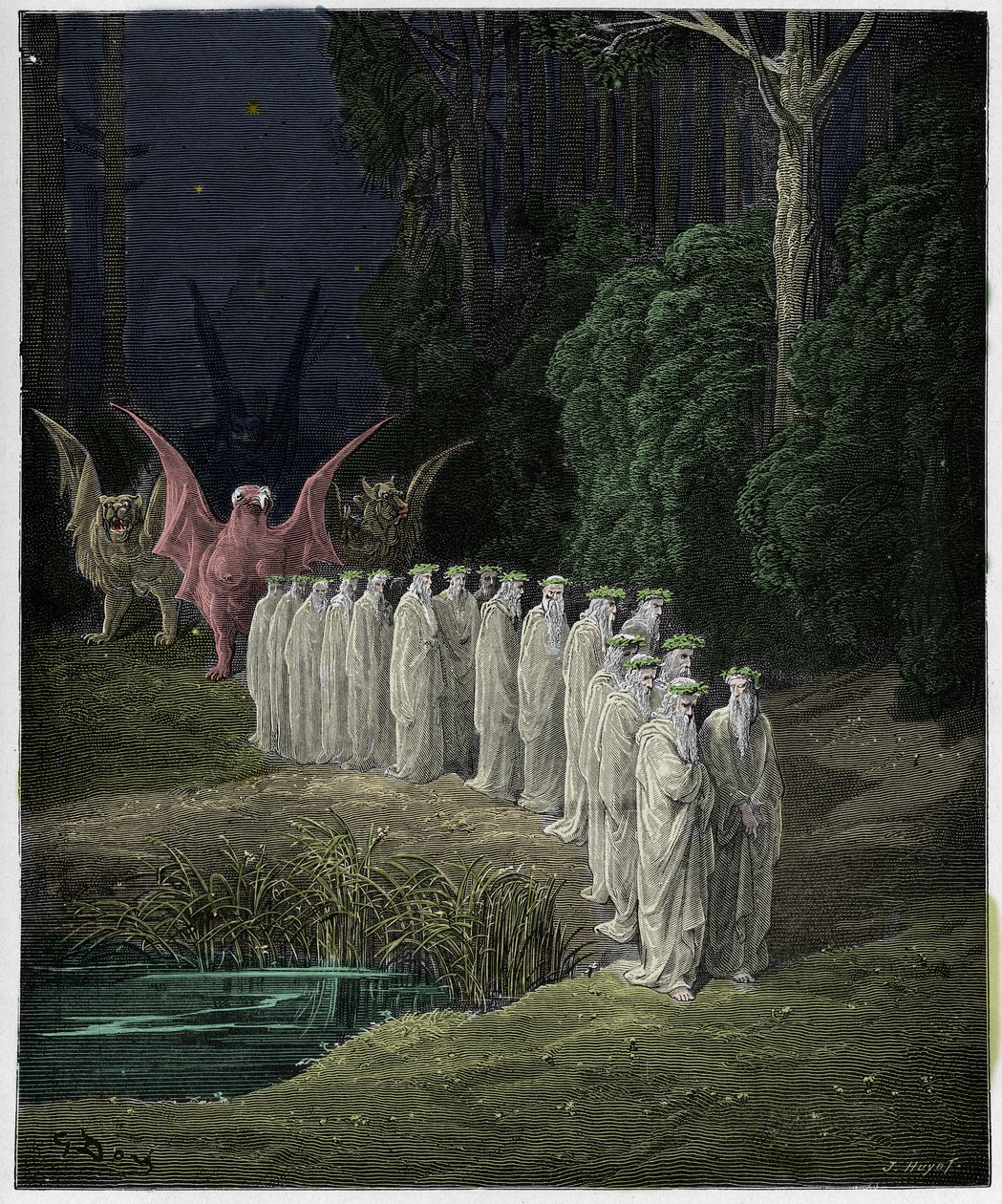 Purgatorio, Canto 29: I 24 anziani nella processione apocalittica, illustrazione da "La Divina Commedia" di Dante Alighieri, 1885 da Gustave Dore