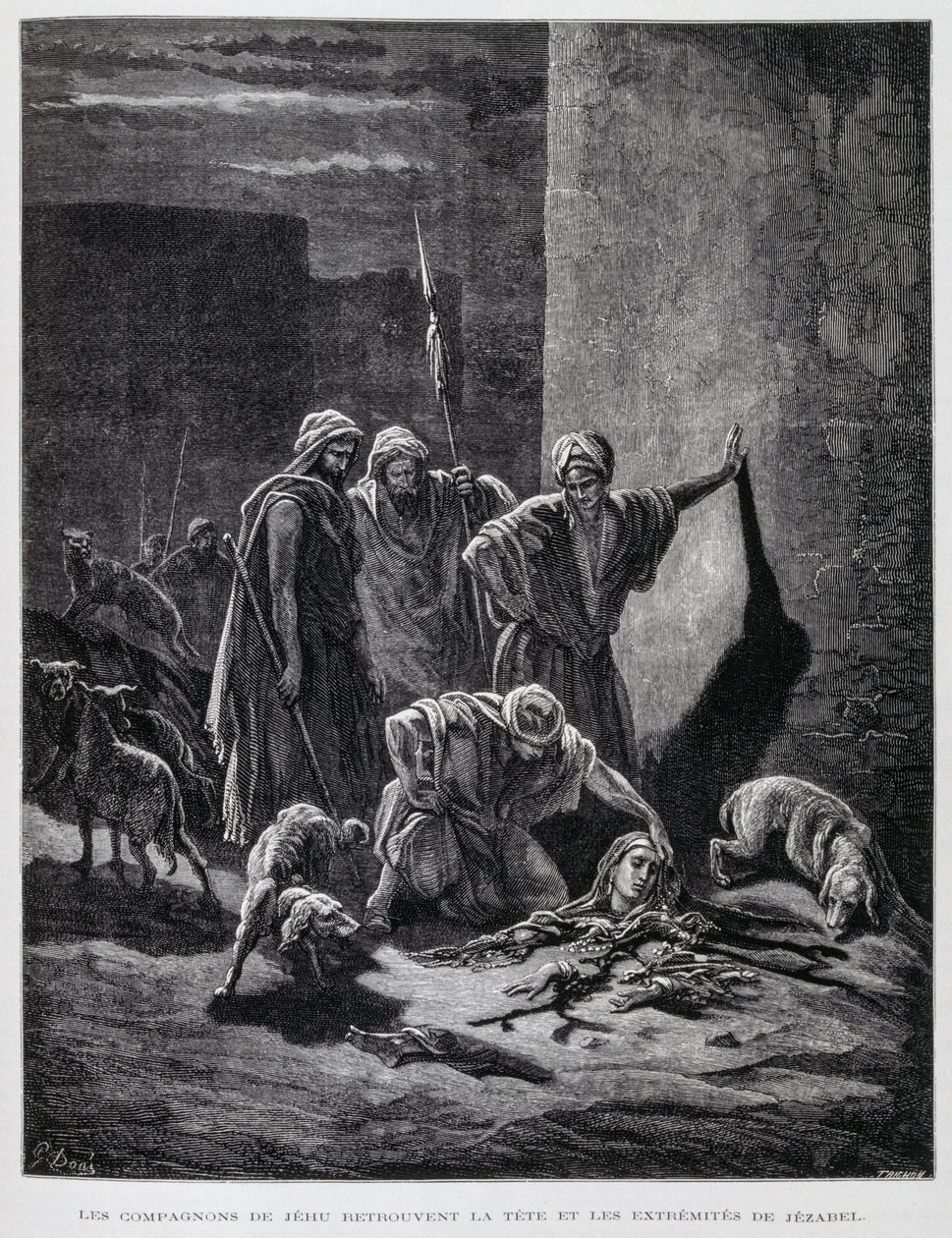 Resti della regina Gezabele dopo essere stata gettata dalle finestre del palazzo, Illustrazione dalla Bibbia di Doré da Gustave Dore