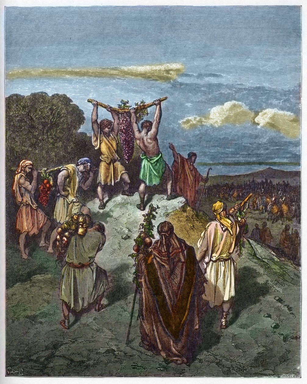 Ritorno dalla terra di Canaan - Il ritorno di Giosuè e Caleb con un enorme grappolo d