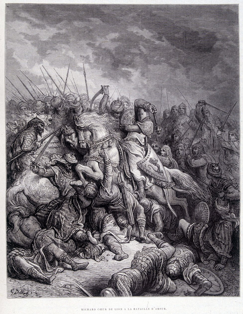 Riccardo Cuor di Leone alla battaglia di Arsur - incisione di Gustave Doré da Gustave Dore