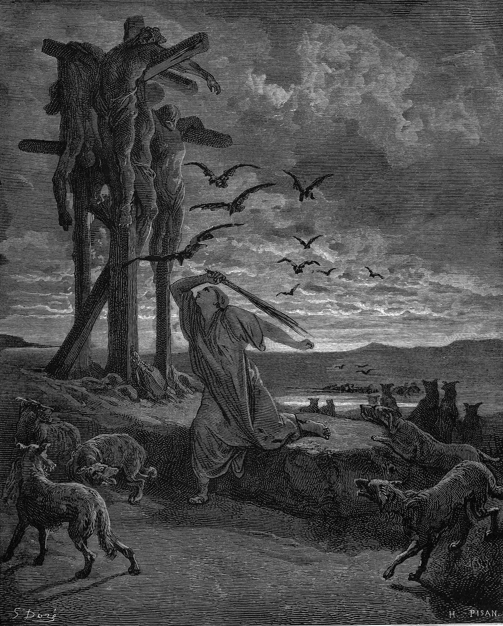 Rizpah, concubina del re Saul, 1866 da Gustave Dore