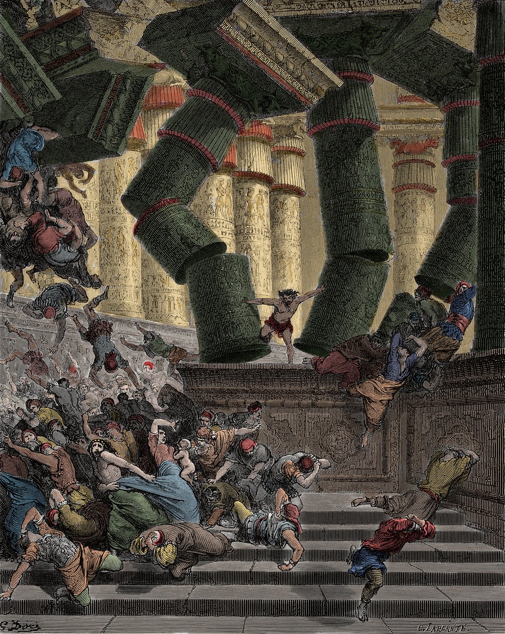 Sansone che abbatte il Tempio di Dagon Incisione di Gustave Dore (1832-1883) da Gustave Dore