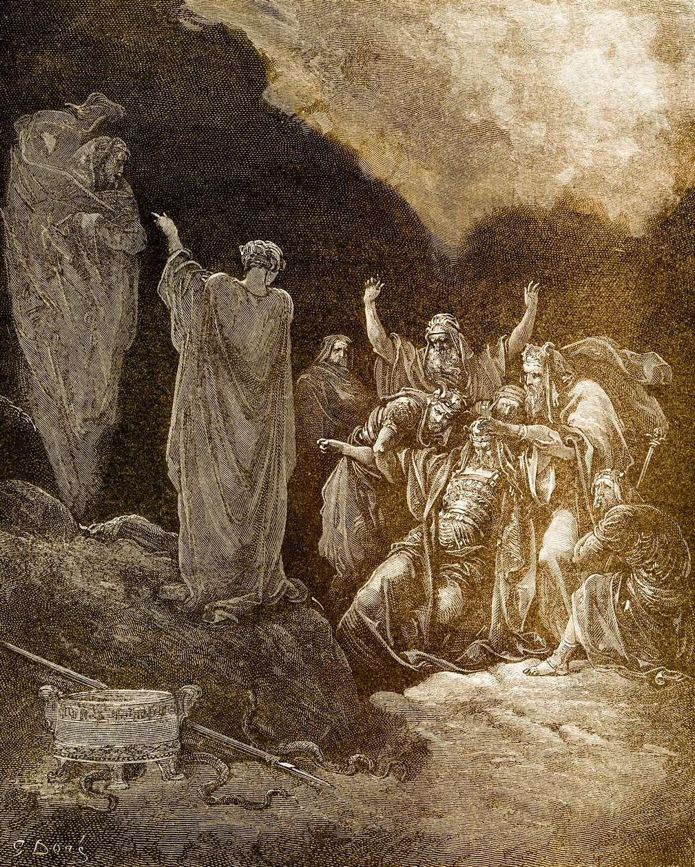 Saul e la medium/strega di Endor, di Doré - Bibbia da Gustave Dore