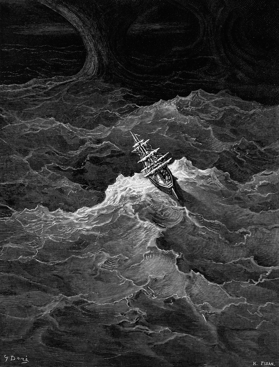 Nave in mare tempestoso, scena da 