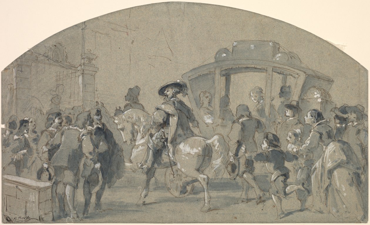 Scena di strada recto, schizzi verso, c. 1848-49 da Gustave Dore
